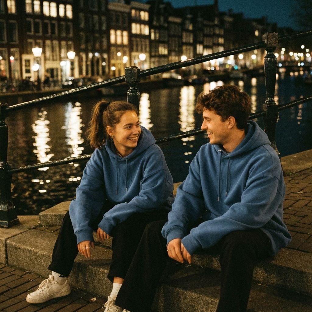 Friends in Wejow hoodies by the canal